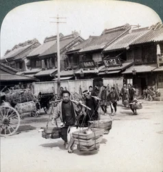 Coolies, cena de rua em Tóquio, 1896