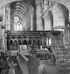 Interior da Catedral de Glasgow, Escócia, final do século XIX.