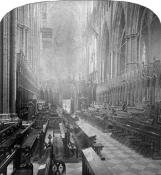 Interior da abadia de Westminster, Londres, final do século XIX.