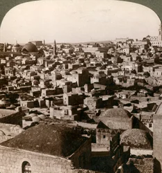 Jerusalém, como pode ser visto do muro norte, Palestina, 1897.