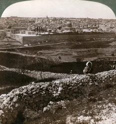 Jerusalém, vista do sudeste, mostrando o local do templo, Palestina, de 1900.