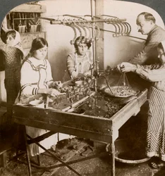 Fabricação de seda, Síria, de 1900.