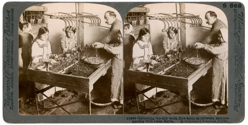 Fabricação de seda, Síria, de 1900.