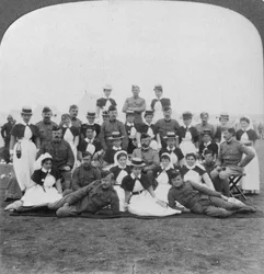 Equipe médica e enfermeiros do hospital geral nº 9, Bloemfontein, África do Sul, Guerra dos Bôeres, 1901