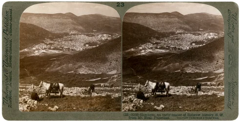 Shechem, a sudoeste do Monte Ebal, Palestina, em 1900.