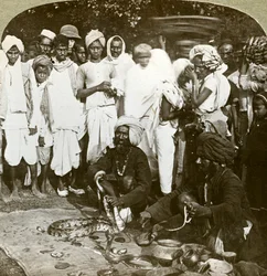 Encantador de serpentes, Calcutá, Índia, c1900s.