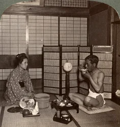 Jantar de verão em um hotel, Hiroshima, Japão, 1904