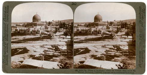 A cúpula da rocha, onde ficava o templo Alter, monte Moriah, Jerusalém, Palestina, 1900.