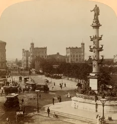 O monumento de Tegetthoff, em Prater-Stern, Viena, Áustria, 1898.