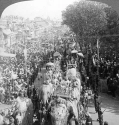 A grande procissão de Durbar, Delhi, Índia, 1903.