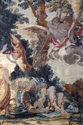 Indre  e  Loire N * 022 - Castelo dAzay-le-Rideau - Sala N * 3 - Pendurado por Renaud e Armida (século XVII)