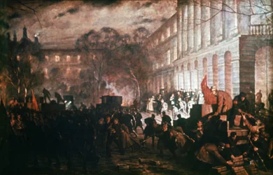 Instituto Smolny - Sede da Revolução de Outubro, Petrogrado 1917, Pintura de V, Kuznetsov.