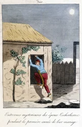 Gráfico de 1811 que ilustra as misteriosas entrevistas dos cônjuges de Tscherkessen durante o primeiro ano de seu casamento (Ásia).