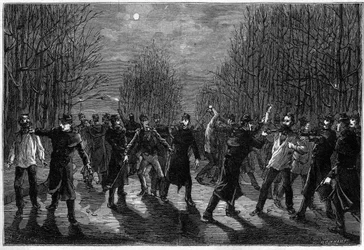 Uma surra contra os criminosos no Bois de Boulogne, em Paris, em 1883
