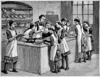 Uma aula de cozinha na Inglaterra.