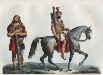 Um lictor militar e um lictor militar da cavalaria - gravura de «Usi e Costumi di Tutti i Popoli dell