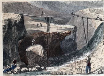 Uma pedreira de pedra no século XIX.