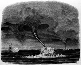 Um tornado de água. Gravura do século XIX.