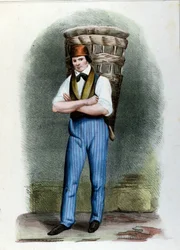 Um caixeiro-viajante de pão. Gravura de Milão por volta de 1820.