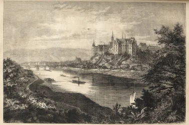 Castelo de Albrechtsburg - Saxônia - Alemanha - O castelo de Albrechtsburg na terra de Saxônia na Alemanha - gravura - 1866