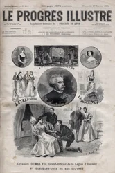 Alexandre Dumas Jr. - Grande Oficial da Legião de Honra e algumas de suas obras - gravadas em "Le Progres illustrious" de 1895