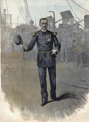 Alfred Albert Gervais (1837 - 1921), Almirante francês, Chefe do Estado-Maior da Marinha em 1892. Gravura a partir de 1892.