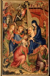 Altarolo del Bargello (retábulo do Bargello): «Adoração dos Magos». Pintura anónima do século XIV. Florença, Museo Nazionale del Bargello