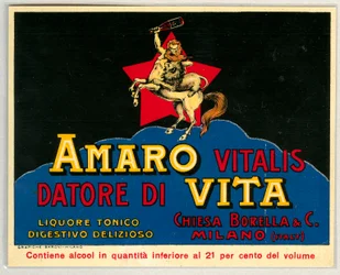Amaro vitalis anúncio de álcool (Cromolitografia de finais do século XIX)