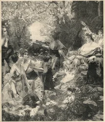 Gravura de Amaterasu deusa do Sol de Paul Francois Quinsac (1858-1929) - Gravura de 1899