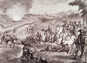 Guerra Revolucionária Americana: Cerco de Pensacola e vitória do exército espanhol (gravura do século XIX)