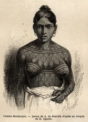 Uma índia Mondurucu (ou Mundurucu), uma tribo do estado do Pará, na região do rio Tapajós.