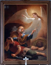 Um anjo liberta São Pedro da prisão, desenhado por F. Devigne (?)