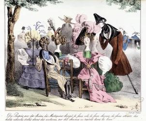 Uma descrição irónica da moda burguesa do século XIX: "Bonecas em cadeiras, modelos carregados de coleiras falsas, cavalos falsos, atracções falsas; roupas ridículas espalhadas em carros, em cavalos ou arrastadas na lama." Em "La silhouette", diário satíri
