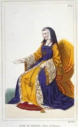 Ana de Beaujeu ou Ana de França, princesa francesa (1460-1522), filha mais velha do golfinho Luís, futuro Luís XI, governou com a ajuda do seu marido, Pierre de Beaujeu, tenente-general do reino, a quem Luís XI tinha confiado a custódia de