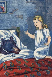 Ilustração anônima de "The Little Red Riding Hood", conto de Charles Perrault (1628-1703), escritor francês. Imagery Marcel Vagne, Jarville Nancy, sem data (final do século XIX).