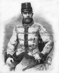 Arquiduque Rodolfo de Habsburgo (1858-1889), Príncipe Herdeiro da Áustria. Gravura de 1889.