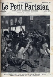 Prisão do anarquista Emile Henry (1872-1894) após a explosão do café "Terminus" em Paris. Gravação em "Le Parisien".