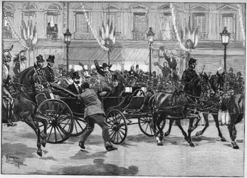 Assassinato do presidente da República Sadi Carnot (1837-1894), pelo anarquista Caserio. 24 de junho de 1894.