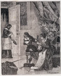 No momento em que Marie de Medicis defendia a sua causa, o cardeal entrou (Journee des dupes), uma ilustração em "Paris a travers les siecles" de Kenouillac