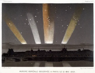 Aurore Boréale observado em Paris em 13/05/1869 - em "Magnetismo e eletricidade" por Amédée Guillemin