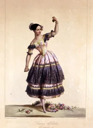 A bailarina austríaca Fanny Elssler (1810-1884) no balé "O diabo coxo" 02/06/1836 gravura do século XIX