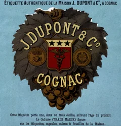 Etiqueta autêntica de J. Dupont & C¡, Cognac. edição de 1882