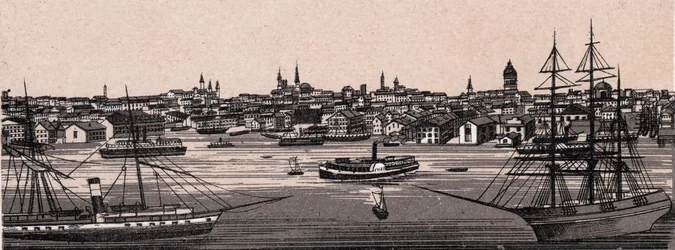 Baltimore, Estados Unidos: Vista Geral. em "The World Illustrates 168 Views" Sem data (final do século XIX)