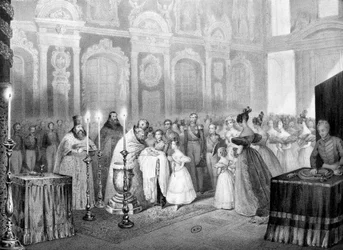 Baptismo do Grão-Duque Nicolas (futuro Nicholas 1st) - gravura