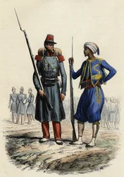 Batalhão da Legião Estrangeira, formado e enviado à Argélia em 1831; Batalhão dos Tirailleurs Indígenas, formado e enviado à Argélia em 1841, In "L