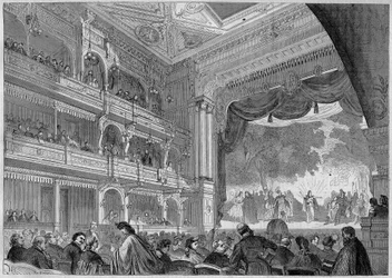 Berlim, vista do novo salão do Wallner Theatre reconstruído em 1865. Em "L