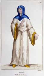 Berthe, filha de Lotharia II, Rei de Lotharingia. gravura de 1830