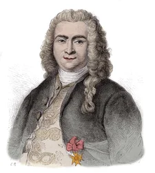 Bertrand Francois Mahe de La Bourdonnais (1699-1753), almirante francês, administrador ao serviço da Compagnie francaise des Indes Orientales e governador da Mascareignes - Bertrand-Francois Mahe de la Bourdonnais (1699-1753) - capitão em francês e portugu