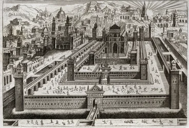 Bíblia de Royaumont, Velho Testamento: Templo de Salomão. Salomão construiu o Templo em Jerusalém. Ilustração de 1811.