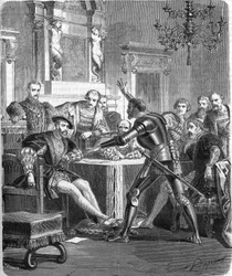 Blaise de Monluc (1502-1577), Marechal de França na corte de François 1st. Gravura do século XIX.